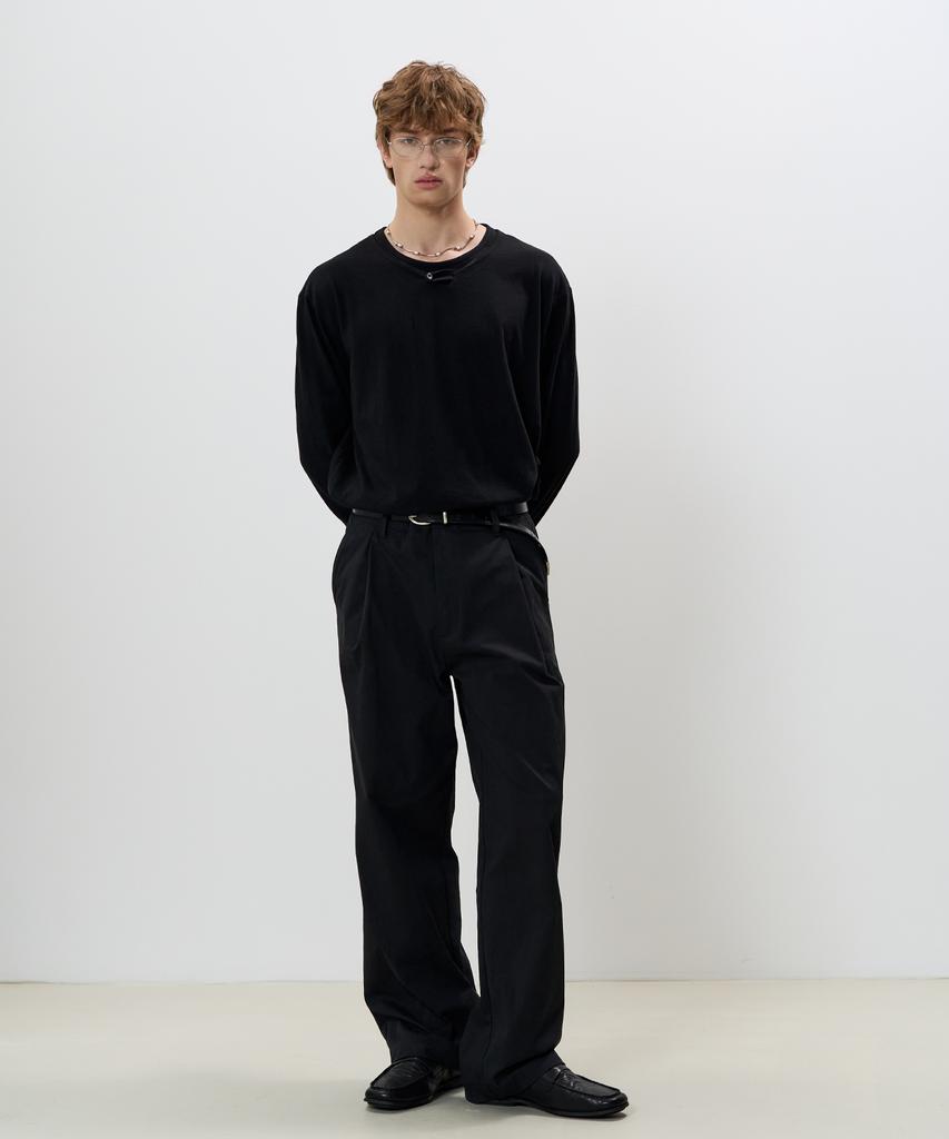 KNOUUN Layered Henry T-Shirt (Black)