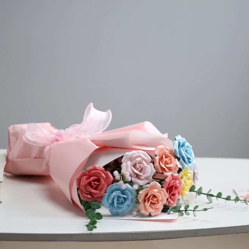 Handmade Ceramic Rose Bouquet - Valentine's Day Gift & Home Decor