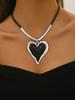1pc Heart Charm Punk-Style Collage Necklace, Simple Yet Fashionable Pendant Chain