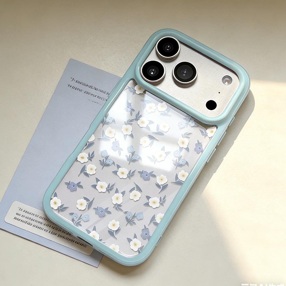 Floral Pattern Transparent Phone Case for Apple iPhone 13/14/15/16/17 Promax - Full Coverage for Females
