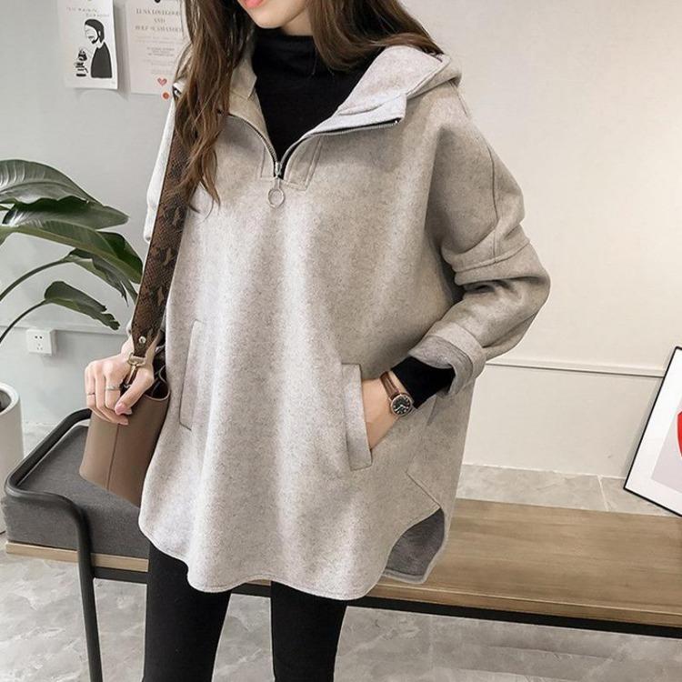 Damen Kapuzenpullover Pullover Jacke Locker Verdickt Langarm Oberteil