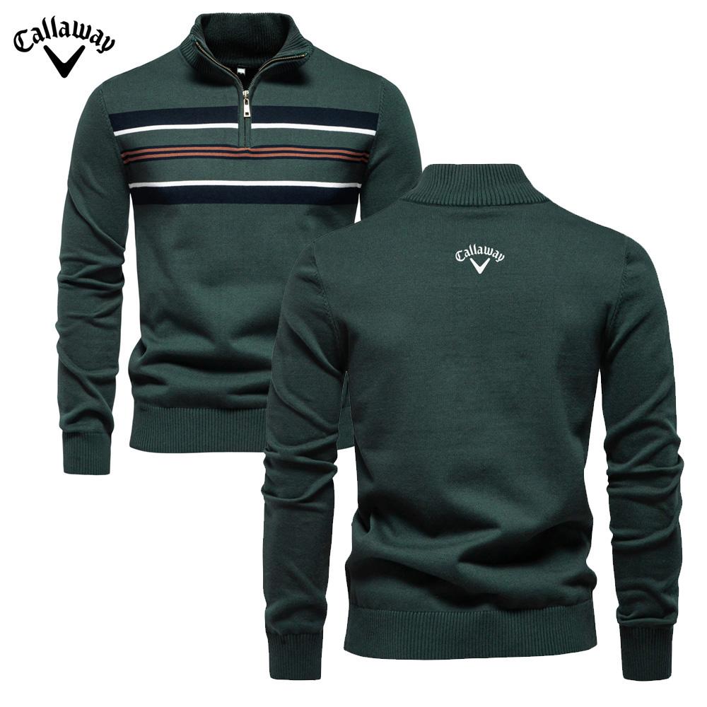 

Callaway 2025 Осень/Зима Вышитый Новый Большой Мужской Свитер Полумолния Вязаный Свитер Повседневный Полосатый Мужской Топ S