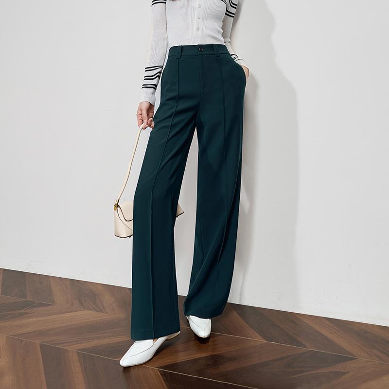 Casual and Free Suit with Floor Length Pants for Women, Simple Three-dimensional Cut, Casual Wide Leg Pants for Women