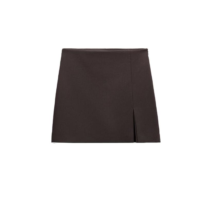 Spring New Women's Clothing Commute Leisure Easiest for Match High Waist Slit Hemline at Hem Design Short Pantskirt 1608041