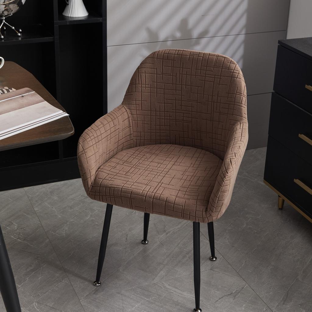 1/4pcs Water-Repellent Geometric Lines Jacquard Stretch Polar Fleece Chair Cover, for Living Room, Dinning Room Chair Decor