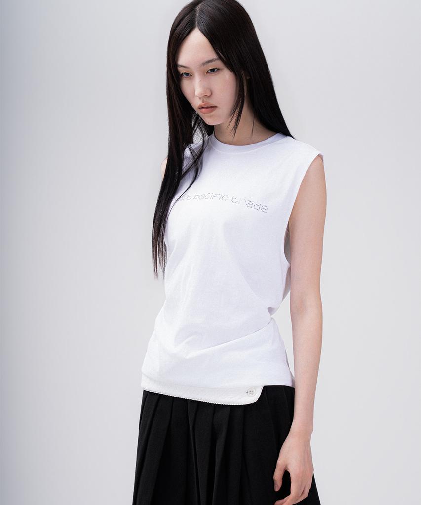 Ipiti Studded Sleeveless T-Shirt (White)