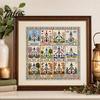 Twelve Month Decorative Wall Art 12-Month Cross Stitch Kit, DIY Four Seasons Embroidery Seasonal Monthly Kit Stamped Stitching Craft Set for