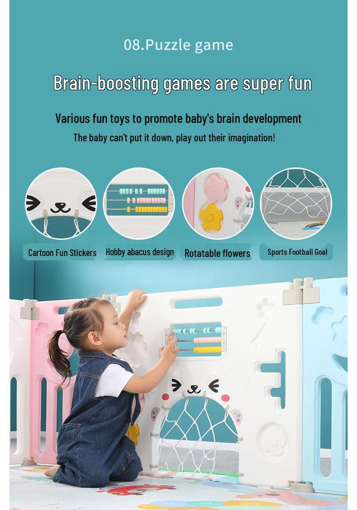 Foldable Indoor Baby Playpen: Safe Crawling Mat & Walker Guardrail Toy Fence