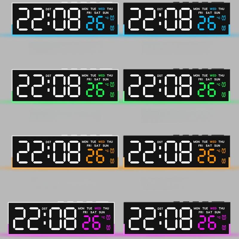 Ceas de alarmă LED digital Temperatură Afișare săptămână dată 2 alarme Lumină ambientală Ajustare luminozitate Ceas electronic de masă Snooze