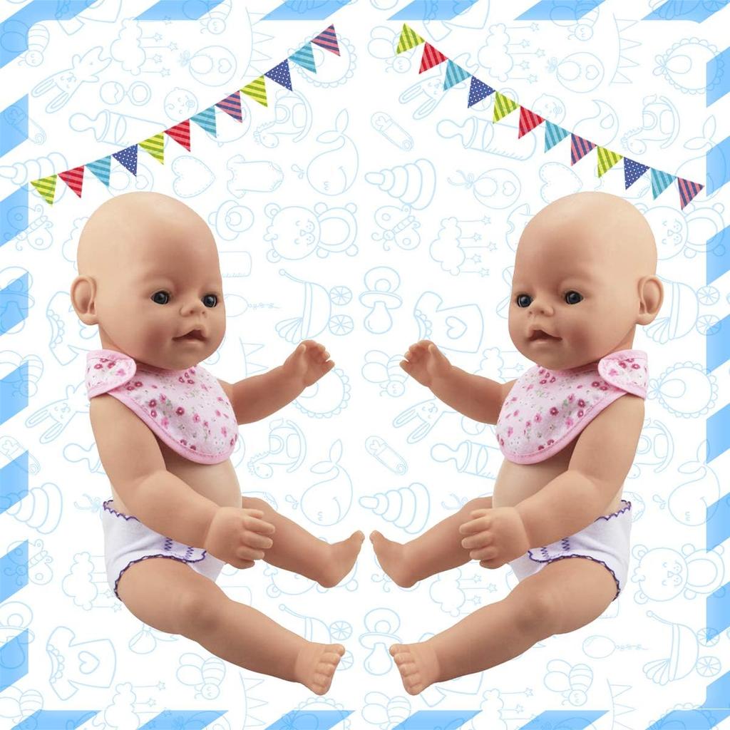 DC-BEAUTIFUL 4 Pcs Diapers, Underwear and 2 Pcs Bibs for 14-18 Inch Baby Dolls, Suitable for Infant Baby Girls Boys