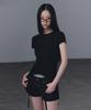 Geulouhaideu Z'Al Eyelet Strap Slit Short Sleeve T-Shirt_Black
