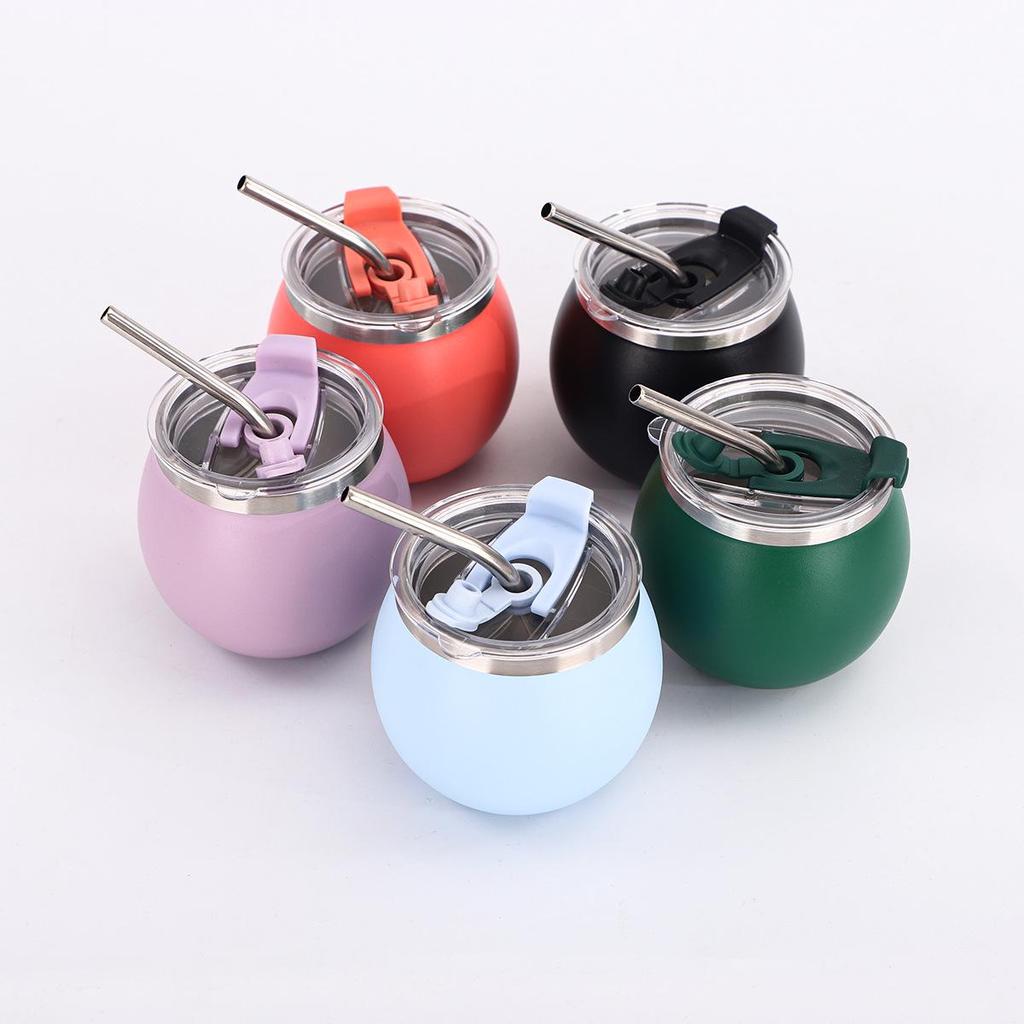 180ml Mini Egg Cup with Straw - Compact 304 Stainless Steel Thermos Cup for Maté