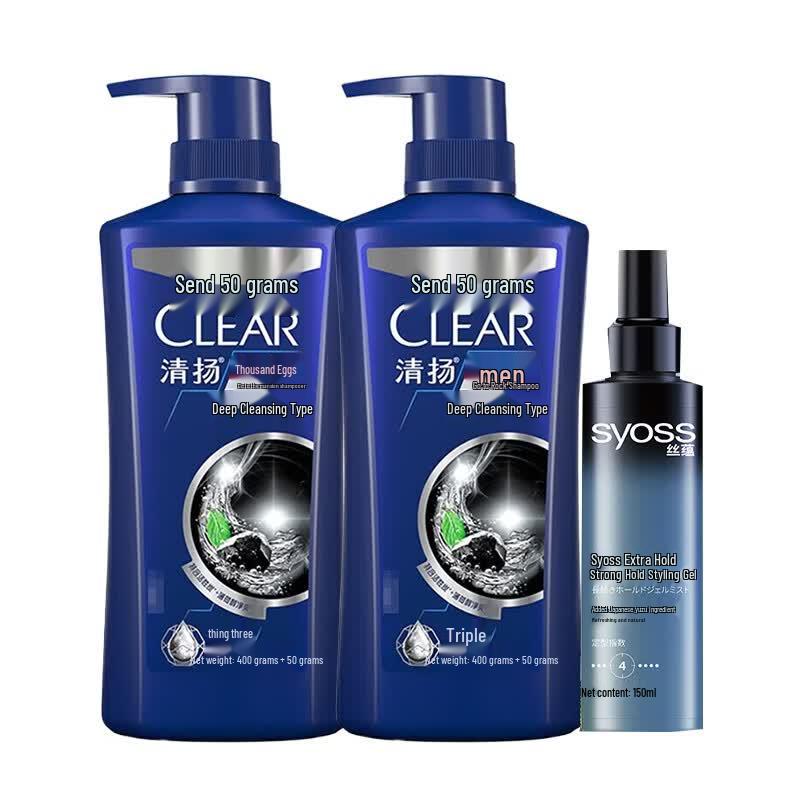 Clear Men Anti-Dandruff Shampoo & Syoss Hair Gel Bundle