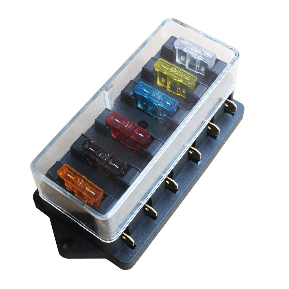 KILIGEN Universal Car Truck Vehicle 6 Way Line Car Medium Fuse Box Block