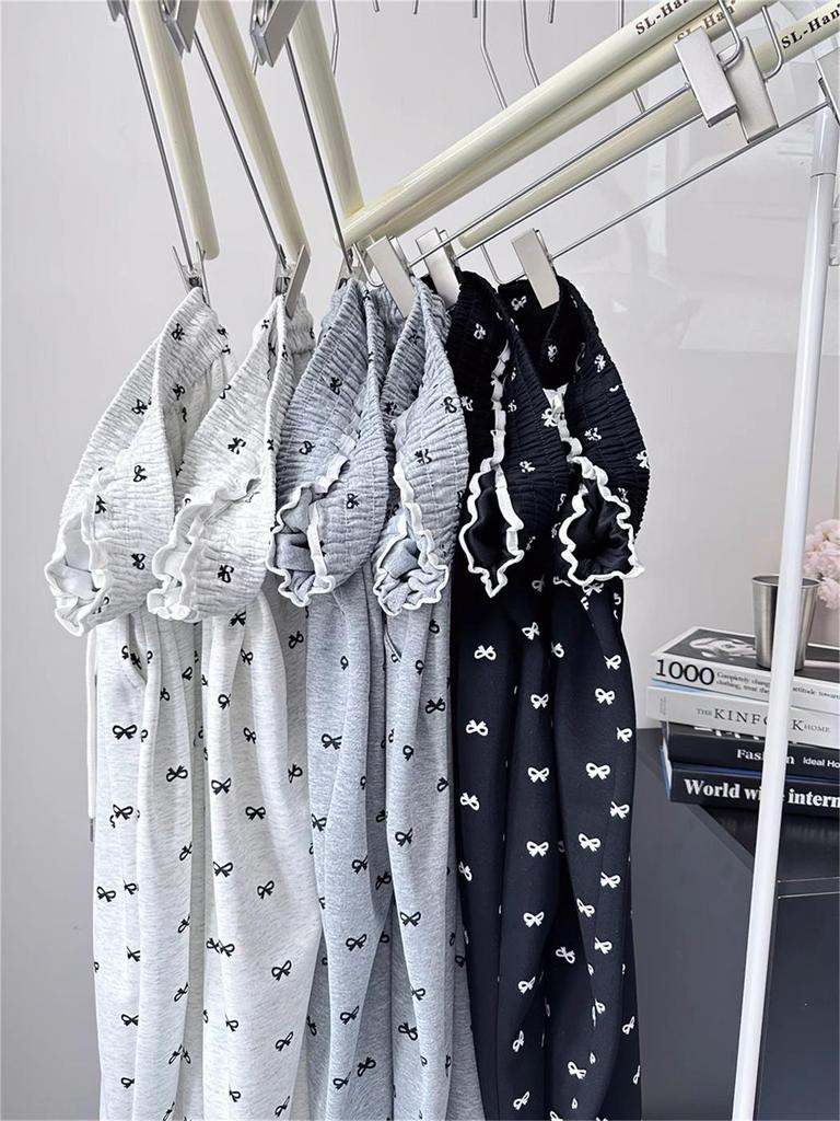 Women's High-Waist Wide-Leg Pants - Petite Spring/Autumn Casual Bow Detail