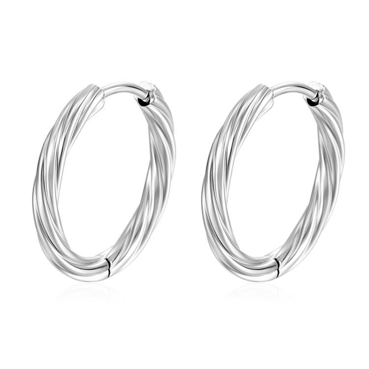 18K Gold Plated Twisted Stainless Steel Hoop Earrings - European & American Fashion Trend