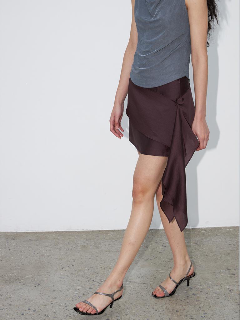 Text Room Labat Tie Skirt Wine