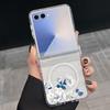 Magnetic Phone Case For Samsung Galaxy Z Flip 7 FE 7 6 5 4 Flip7 Flip6 Flip5 For Magsafe Artistic Flower Painting Clear PC Cover
