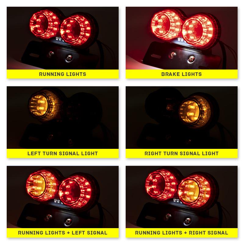 Motorcycle LED Tail Light Turn Signal Lights License Plate Bracket Brake Lamp For Honda Yahama Harley Universal 12V Rear Light