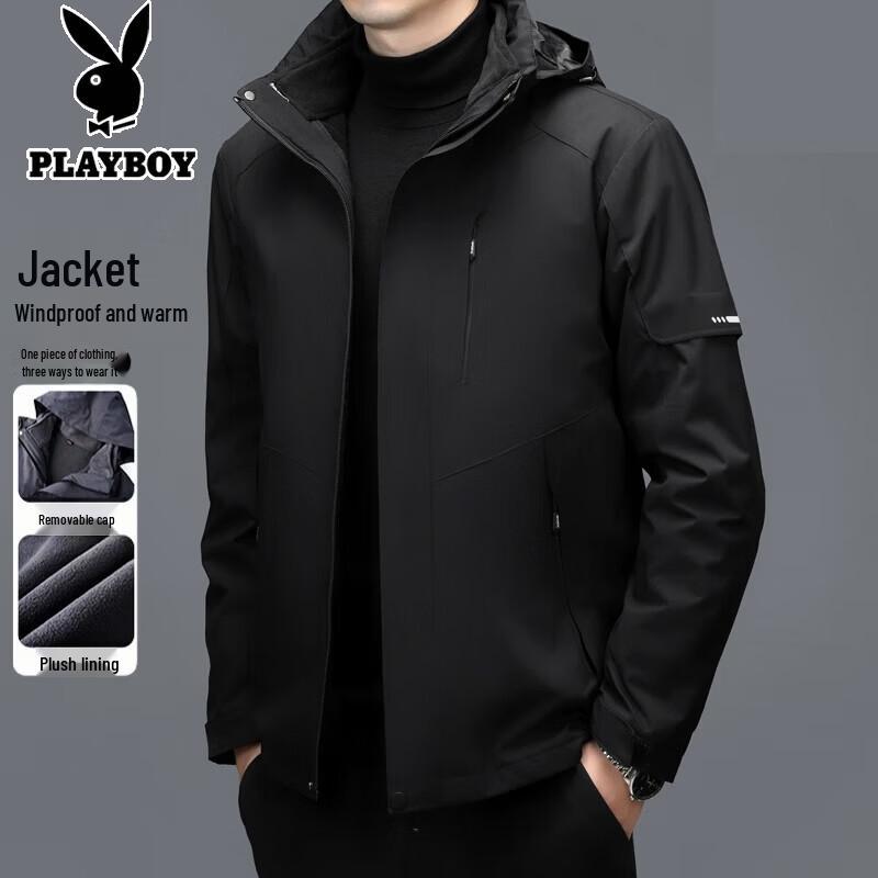 Playboy Men s 3-in-1 Fleece Outdoor Winter Jacket M