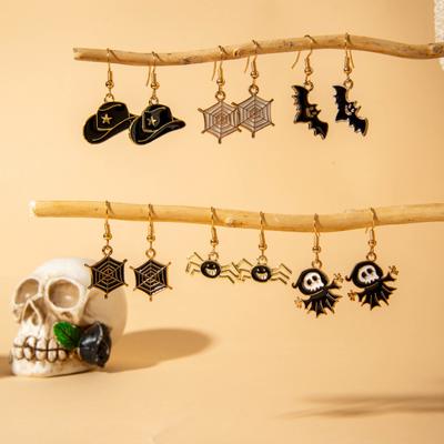 Heißer Verkauf Halloween Ohrstecker Kombination Cartoon Lustig Kürbiskopf Geist Fledermaus Element Ohrstecker Set