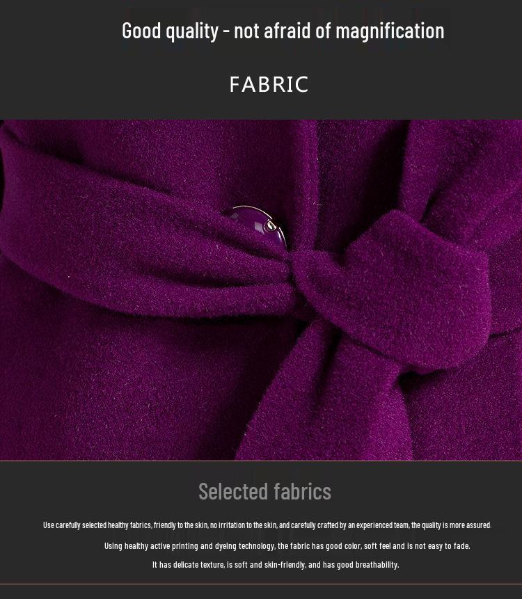 Women's Mid-Length Korean Wool Coat with Fox Fur Collar – Autumn/Winter