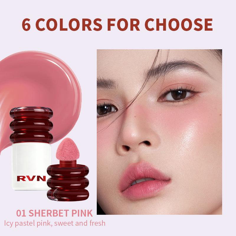 RVN Melting Cream Blush Stick, Buildable Natural Flush, Dewy & Long-Wear Radiance, Pink/Peach/Red, 6-Shade Set 01# sherbet pink
