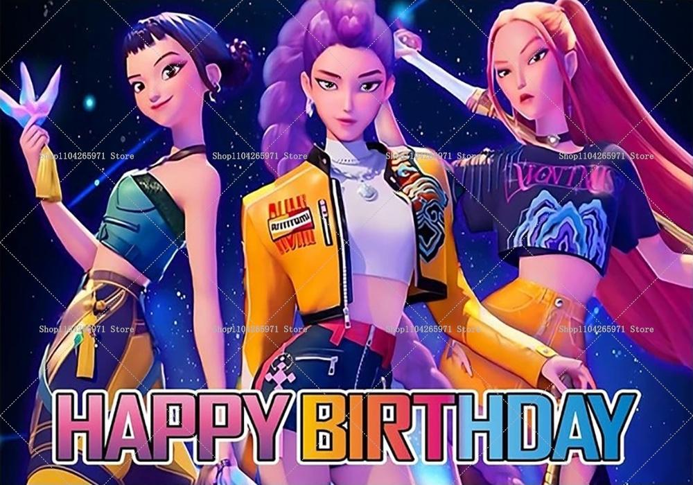 KPop Girl Demoned Hunters Adult Birthday Party Decoration Backdrop Girl Cake Table Decor Backdrop Poster Baby Shower Supplies
