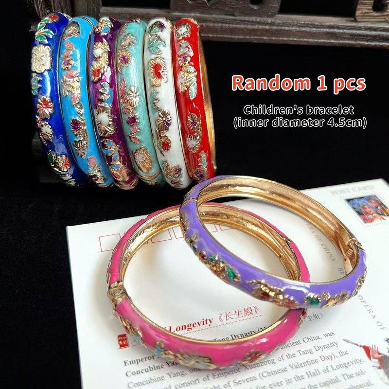 Handmade Enamel Cloisonne Bracelet Traditional Chinese Peony Filigree Retro Boho Jewelry for Women Holiday Gift