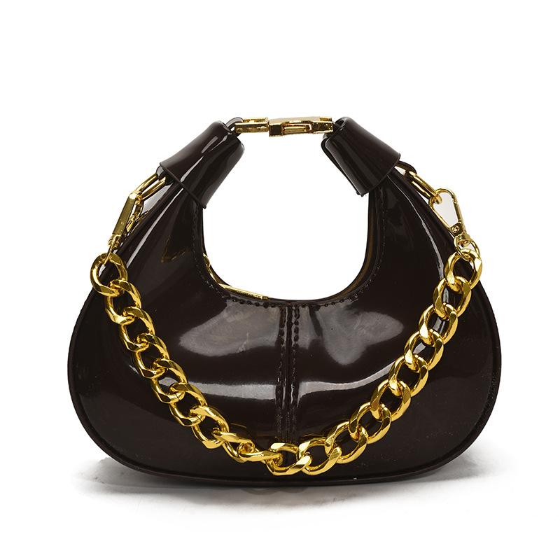 Bolsa mensageiro mini de corrente versátil e moderna de primavera e verão, bolsa crescente portátil de nicho sofisticado para mulheres