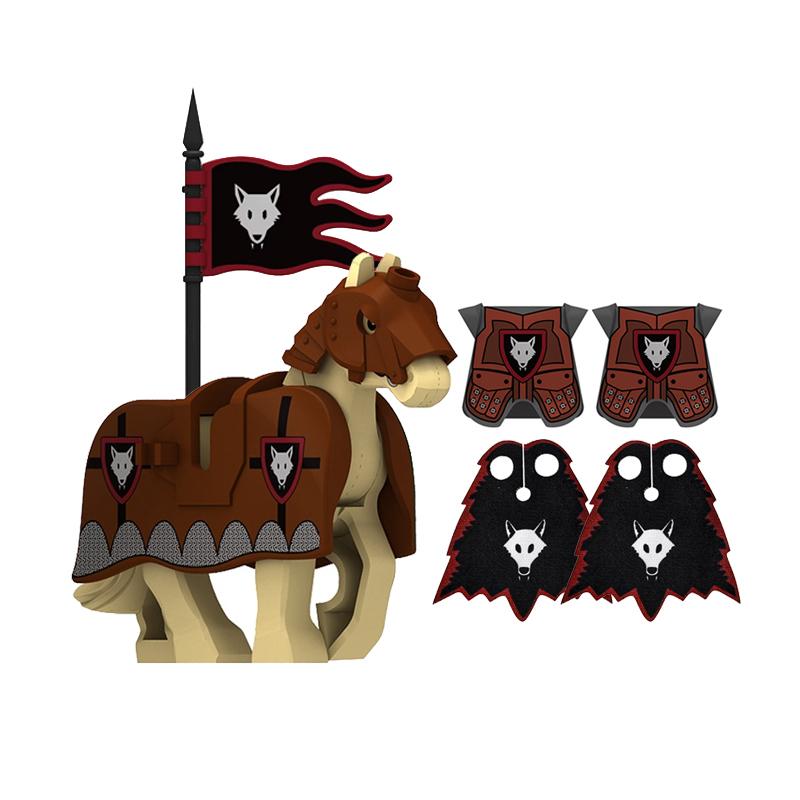 Military Building Blocks Medieval Solider Knights Accessories Shoulder Armor Model Vest Mount Flag Shield Horse Sword Bricks MOC