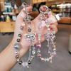 Premium Sense Heavy Industry Diamond-encrusted Butterfly Pendant Colorful Round Bead Ins Wind Crystal Beaded Mobile Phone Chain
