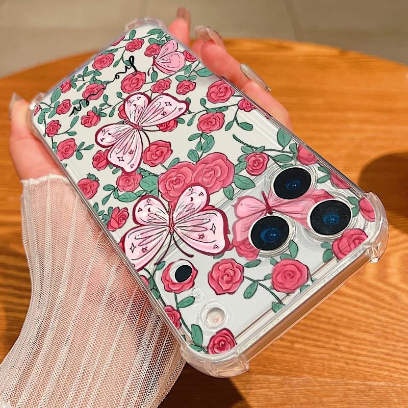 

Card Slot Pocket Phone Case For iPhone Air 17 16 15 Pro Max 14 13 17 Pro 12 11 16e Shockproof Colorful Butterfly Clear TPU Cover iPhone 15
