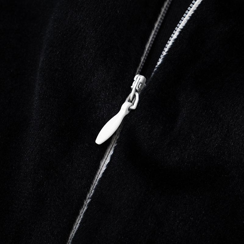 Women's Temperament Commuter Lapel Flared Long Sleeve Black and White Color Clash Long Dress