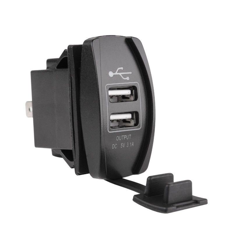 12V 24V 3.1A Car Motor Dual USB Socket Phone Charger Port Power Adapter LED Display
