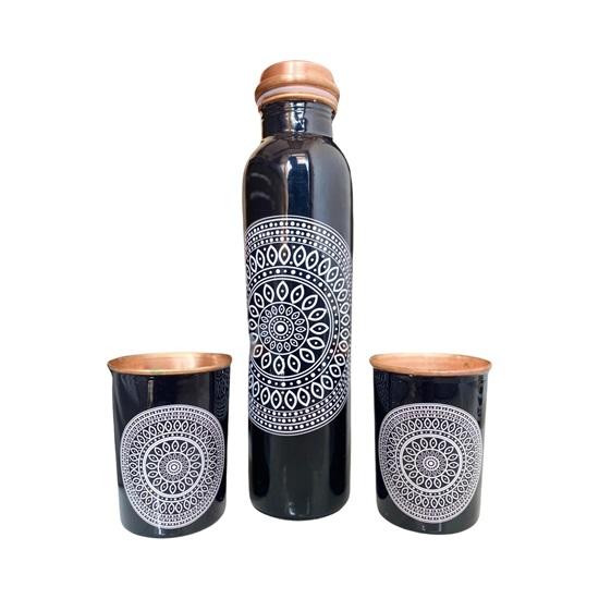 

Медная бутылка для воды со стеклянным подарочным набором без соединения Бутылка для воды 1 литр Бутылка медь