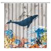 Pirate Cat Riding Shark Shower Curtain Funny Space Galaxy Rainbow Waterproof Fabric Bath Curtain With Hooks For Bathtub Decor