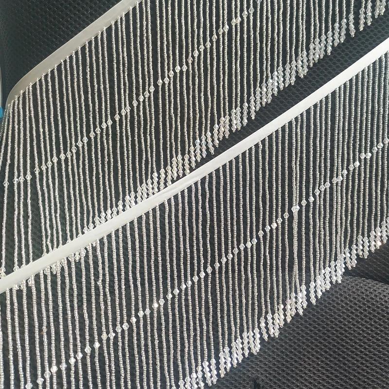 45Cm Long Tassel Crystal Fringe Tassel Trim Ribbon Dance Costume Dress Fabric Diy Trim Ribbon Beaded Sewing Tassel 15Cm Width