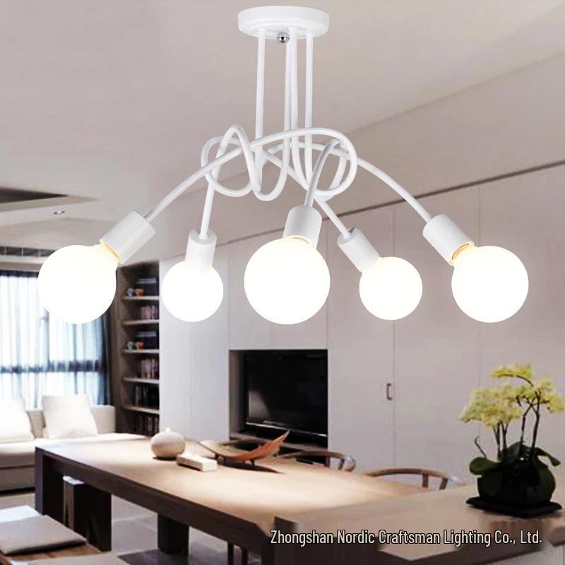 Modern Minimalist Industrial Ceiling Light - Creative Iron Pipe Design for Study, Bedroom, Living Room, or Children's Room