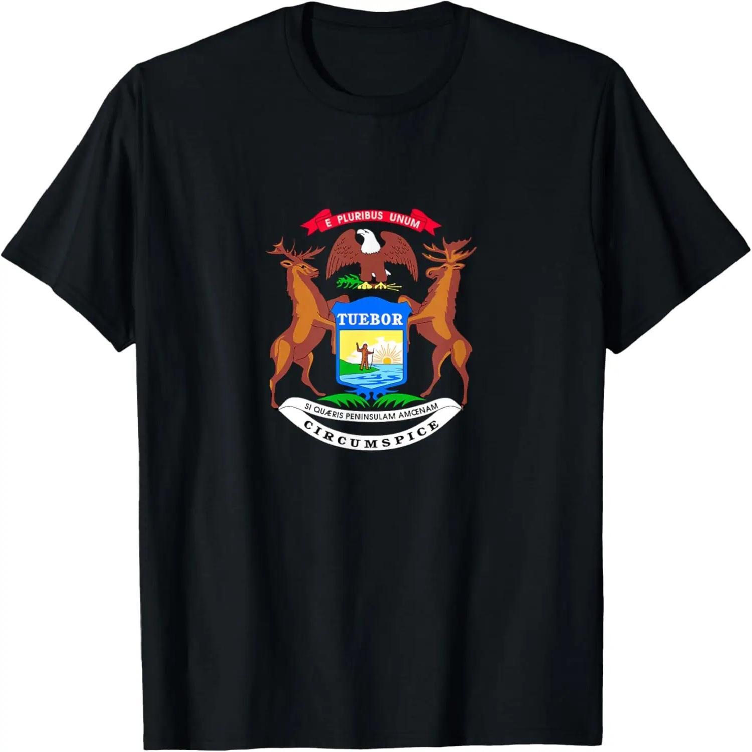 State of Michigan Flag Cool MI Michiganian Flags Women Men T-Shirt XXXXL