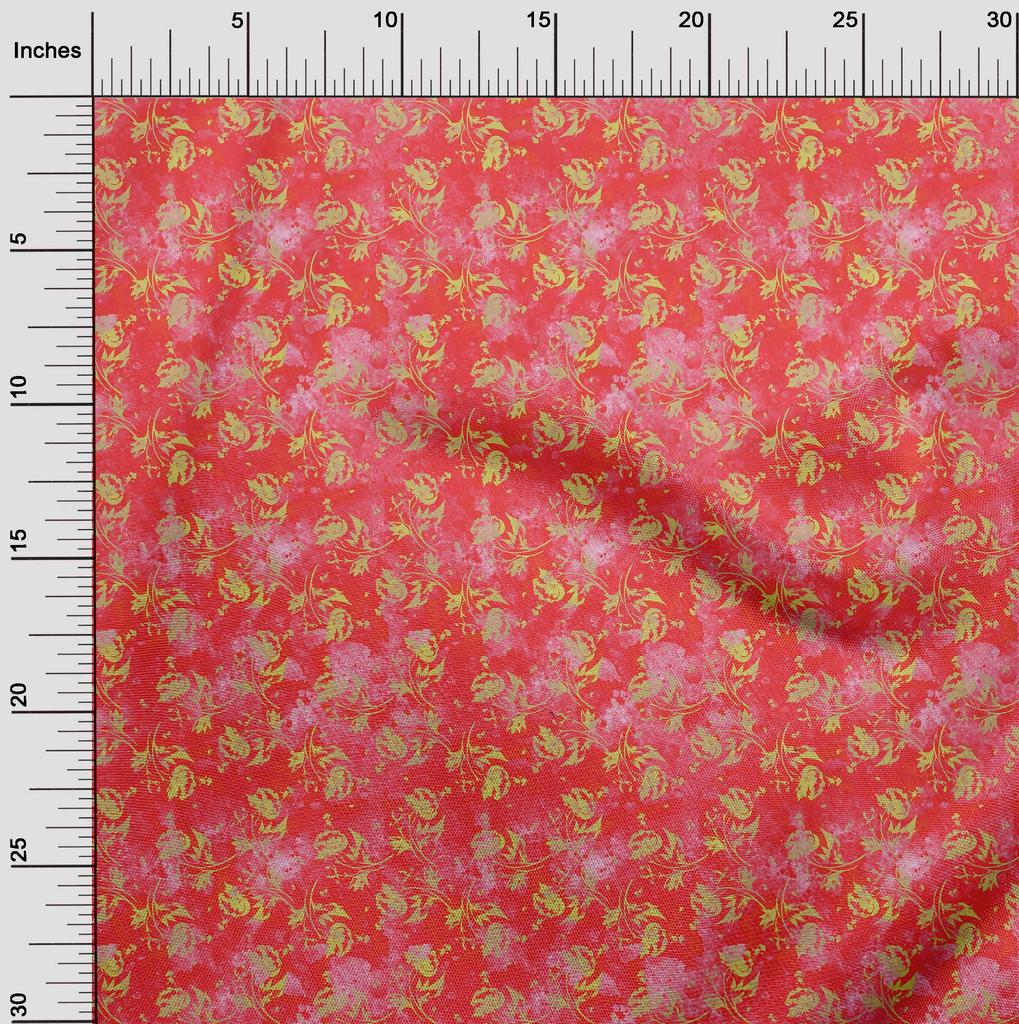 oneOone Cotton Flex Bright Red Fabric Batik Quilting Supplies Print Sewing Fabric By The Yard 40 Inch