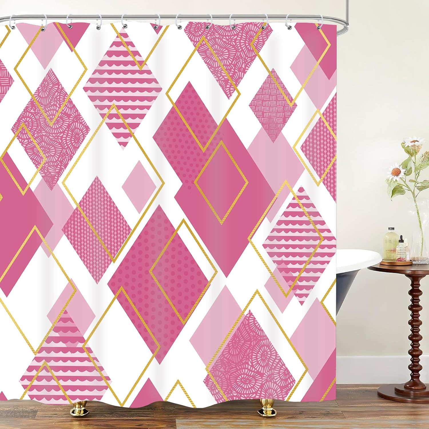 

Boho Shower Curtain, Geometric Shower Curtains, Modern Minimalist Art Decor, Fabric Waterproof Bathroom Bath Curtain Set W60H190(CM)-1 Pcs