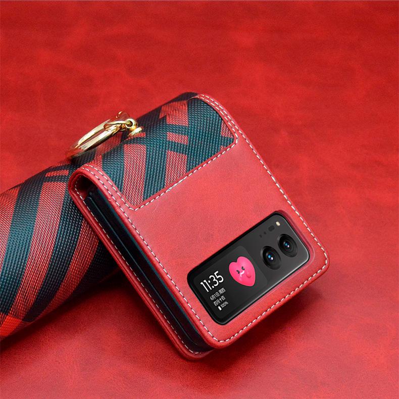 RAZR40 Plaid Phone Case with Card Slot & Ring Holder for Motorola