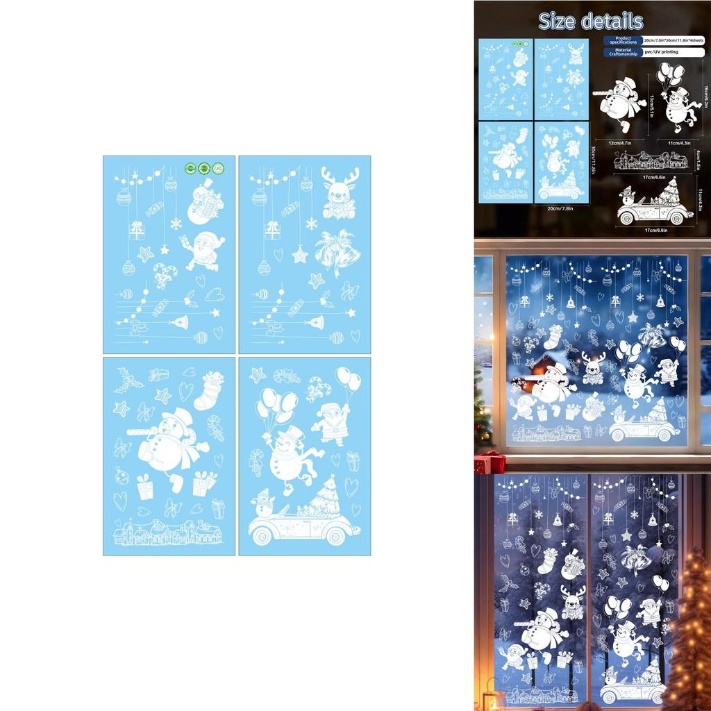 Christmas Static Cling Window Decals With White Christmas Snowman For Holiday Decor