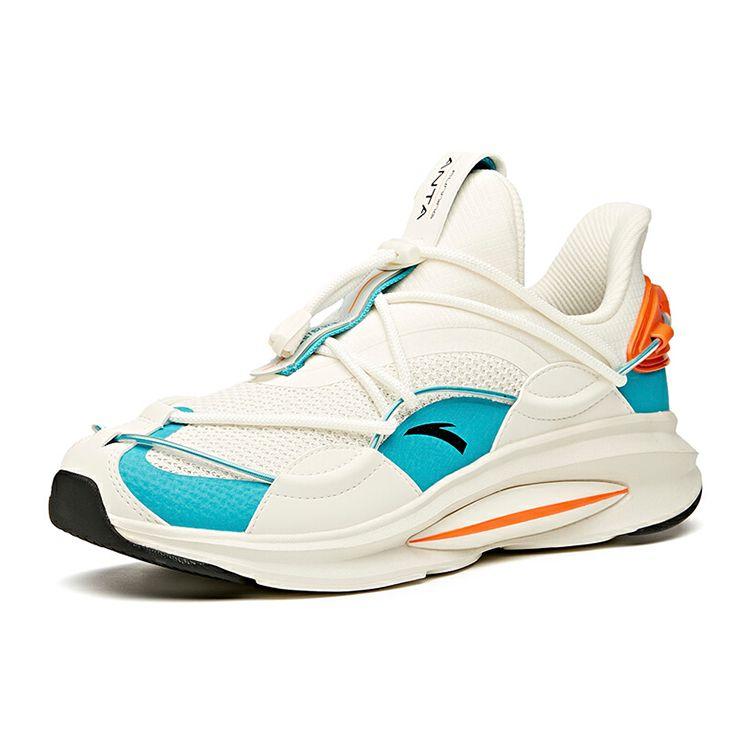 Anta UFO Shock Absorption Non-Slip Wear-Resistant Low-Top Running Shoes Men Sneakers White Green 912045513-6