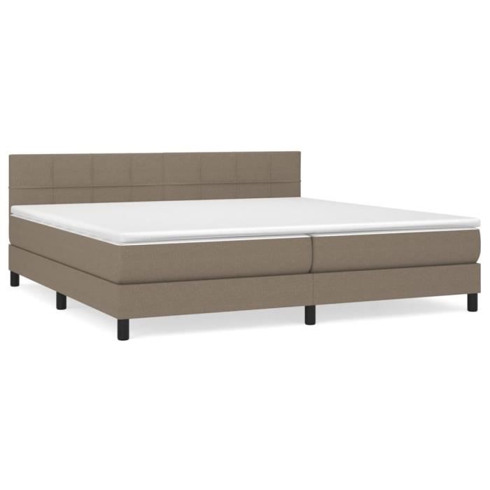 3140085 vidaXL Lit à sommier tapissier avec matelas Taupe 200x200 cm Tissu