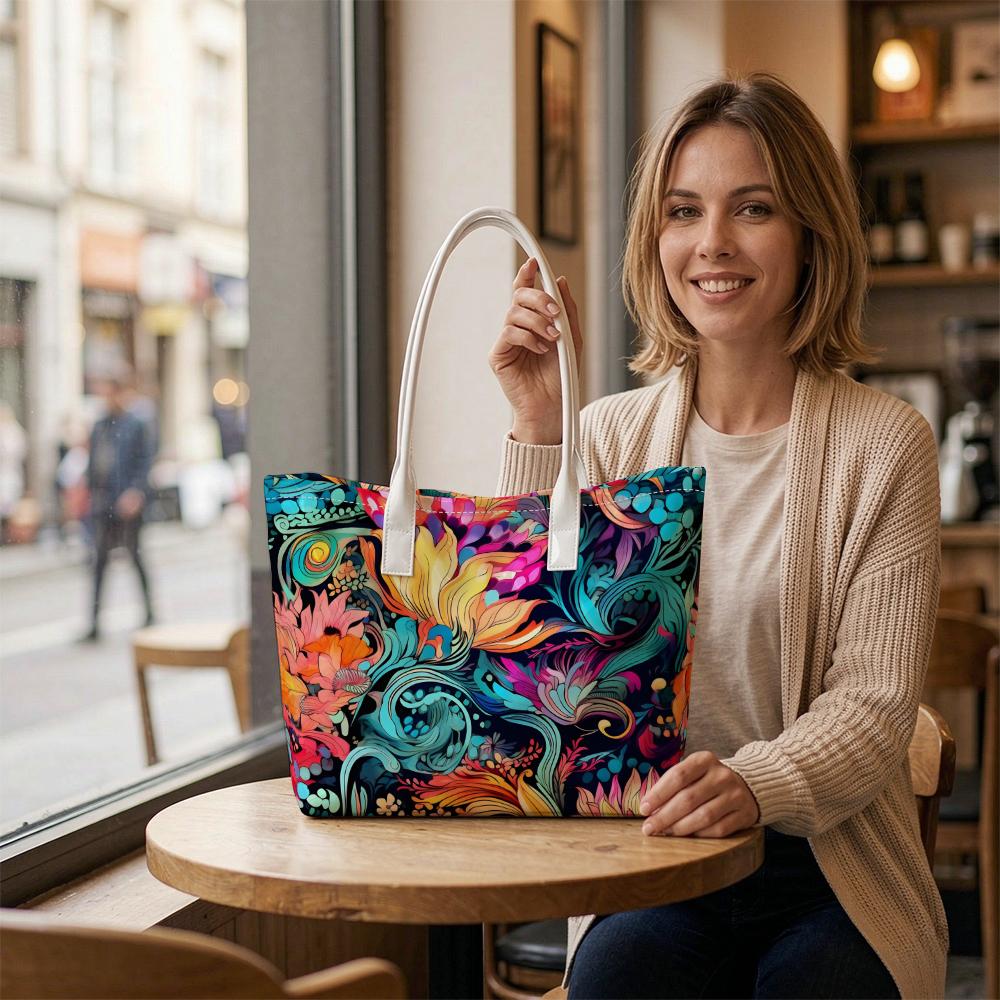 Bohemian Floral Printed Casual Women's Tote Bag Fashion Daily Lightweight Shopping Handbag