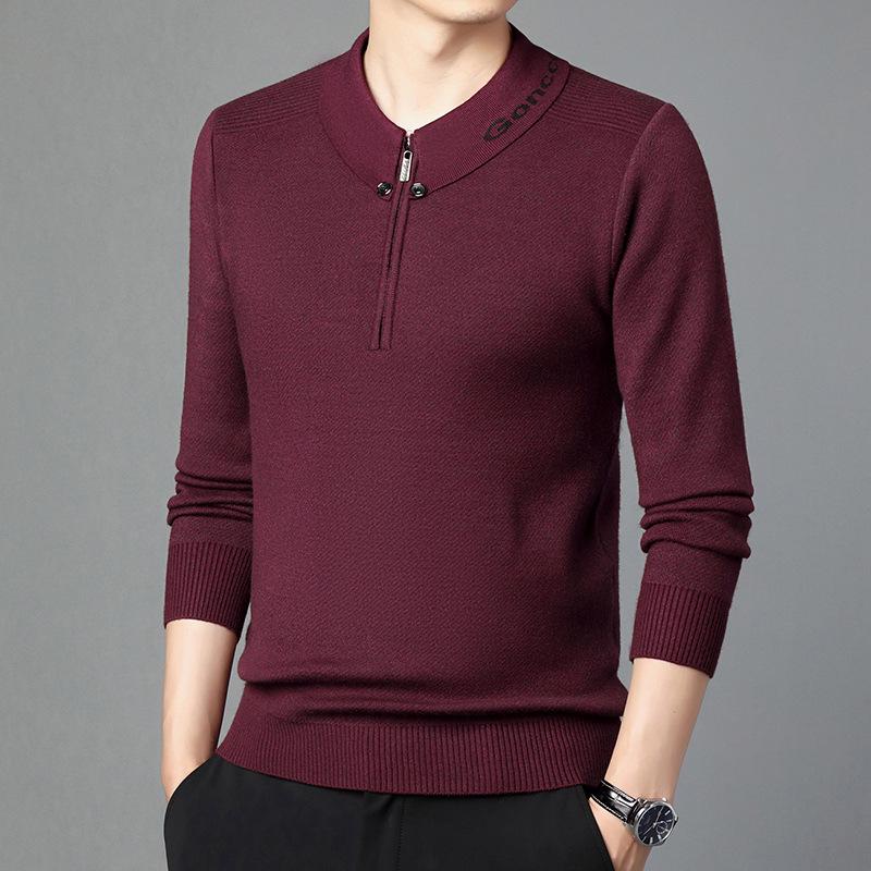 Mid-aged Men's Trendy Half-Zip Pullover Sweater