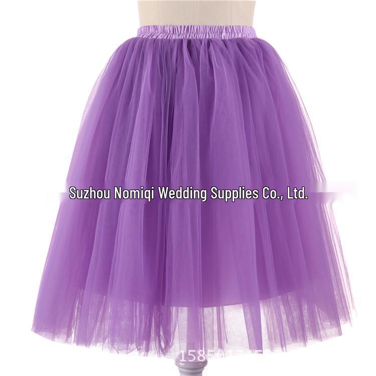 Elegant Five-Layer Tulle Half-Length Puffy Skirt - 65cm Long