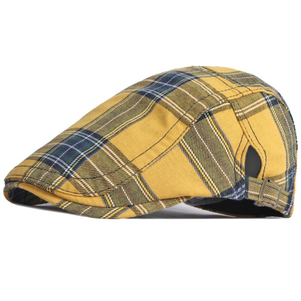 HT4159 Berets Spring Summer Cap for Men Women Retro Artist Painter Beret Hat Plaid Ivy Flat Cap Male Female Adjustable Beret Cap